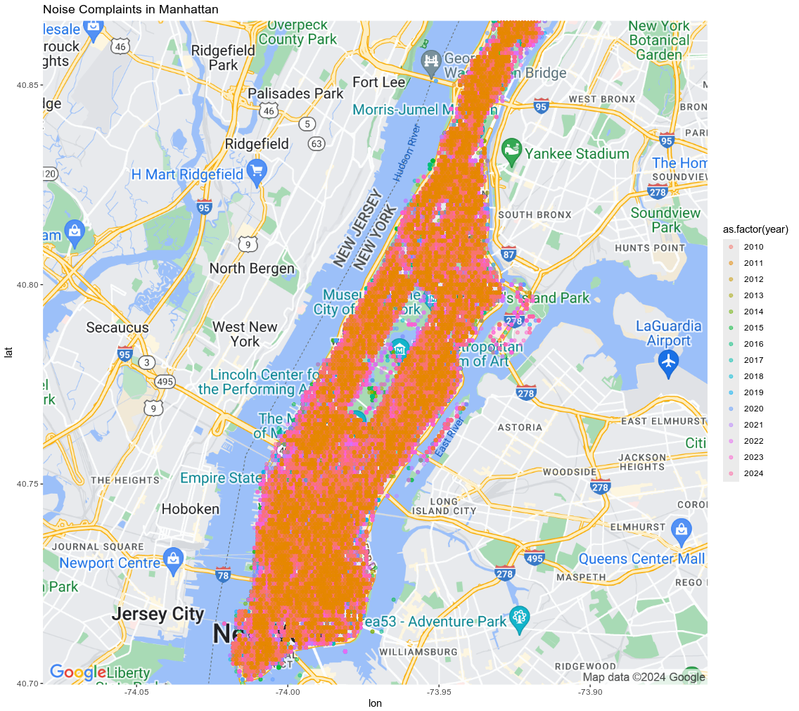 Manhattan noise heatmap